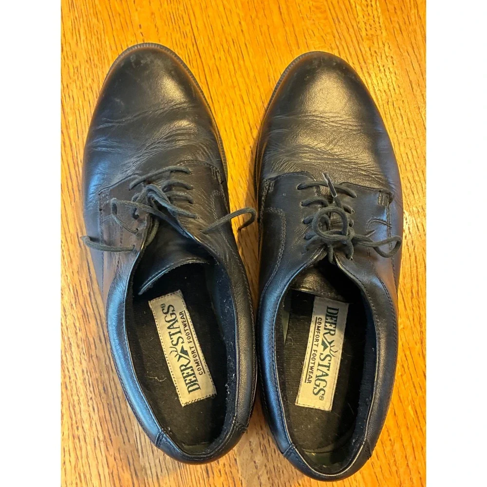 Deer‎ Stags Broker Mens Black Leather Oxford Dress Shoes Size 8.5 M Comfort T-18